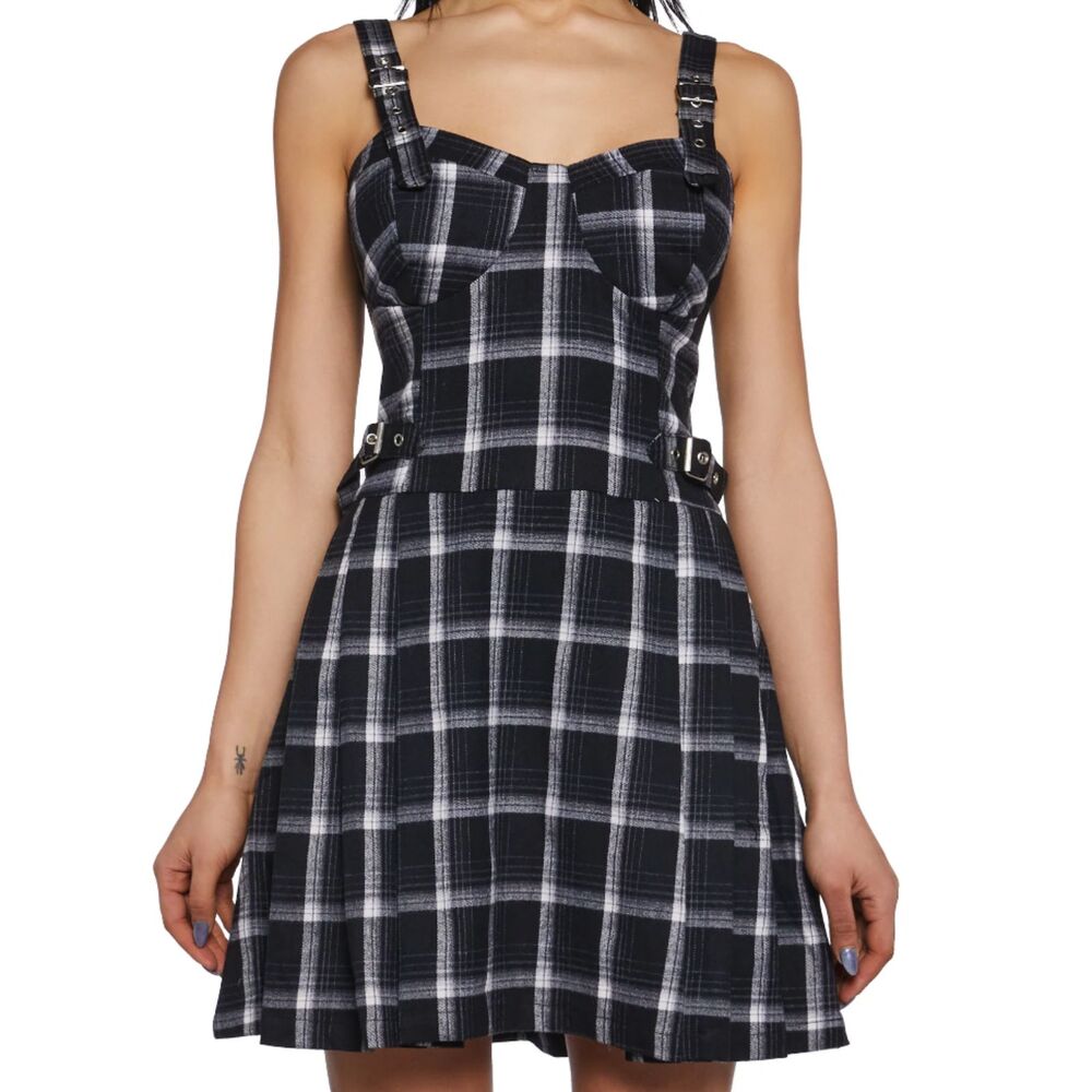 Dolls Kill The Ragged Priest Monarch Corset Mini Dress plaid grunge alt M NWT